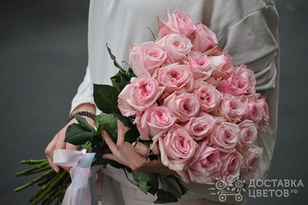 Букет розовых пионовидных роз "Пинк Охара"